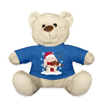 Süßer Geigenspieler Kaninchen für Weihnachtsfeiern - Teddy - Königsblau - Vorne
