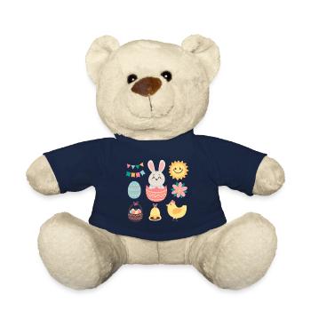 Lapin pastel et œufs décoratifs - Nounours - bleu marine - Devant