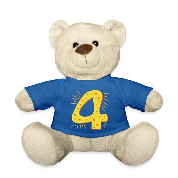 NUMBER 4 years old - CHEESE FOUR-YEAR-OLD - Teddy Bear - royal blue - Front