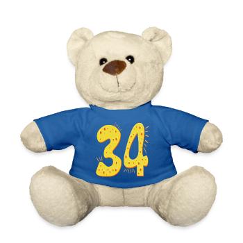 ZAHL 34 Jahre alt - VIERUNDDREIßIG GEBURTSTAG KÄSE - Teddy - Königsblau - Vorne