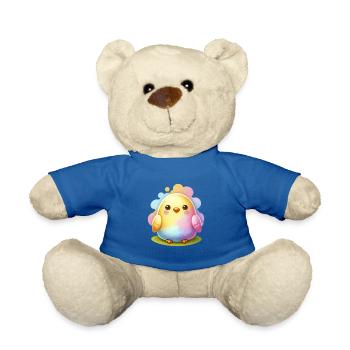 Colorful Chick In Easter Egg Shape - Teddy Bear - royal blue - Front