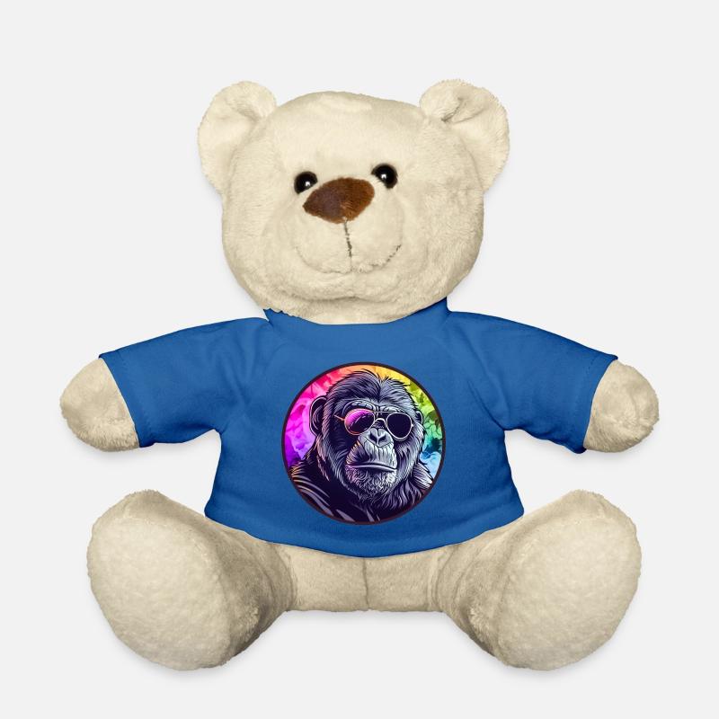 Cool gorilla with glasses - Teddy Bear - royal blue