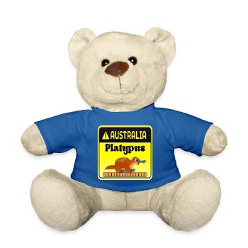 Australia Platypus Warning - Mammals - Teddy Bear - royal blue - Front