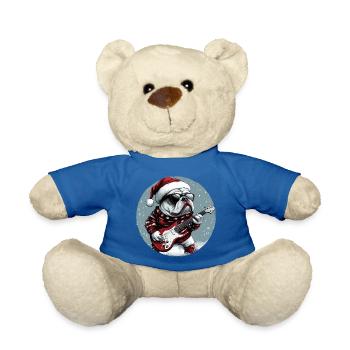 Bulldog Hund Weihnachten Rocker Gitarre - Teddy - Königsblau - Vorne