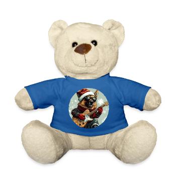 Schäferhund Hund Weihnachten Rocker Gitarre - Teddy - Königsblau - Vorne