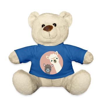 Deux alpagas curieux – Duo d’animaux amusants - Nounours - bleu roi - Devant