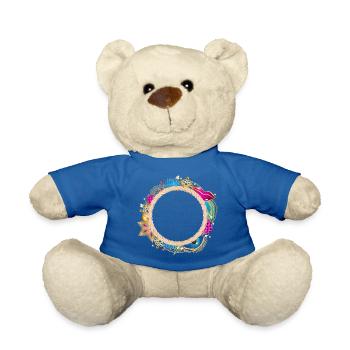 Oriental Medallion Frame in Gold & Colors - Teddy Bear - royal blue - Front