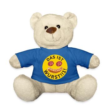 THIS IS SAUSAGE Vegan Humor Shirt - Teddy Bear - royal blue - Front