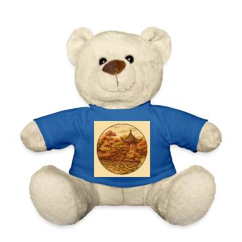 Herbstliche Zen-Pagode im Kreis - Teddy - Königsblau - Vorne