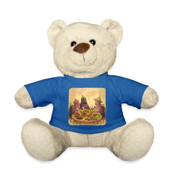 Eggplant society at the festive table - Teddy Bear - royal blue - Front
