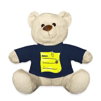 Yellow Notepad – Paper Clip & Fake Bow Tie - Teddy Bear - french navy - Front