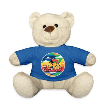 Image circulaire colorée de cycliste - Nounours - bleu roi - Devant