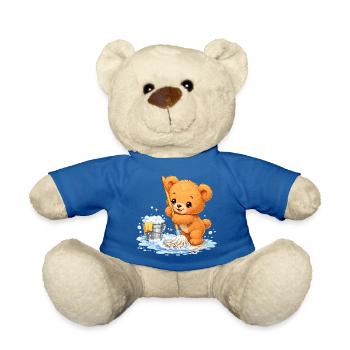 Children's Shirt Bear Cleaning Spring Cleaning Cute - Teddy Bear - royal blue - Front