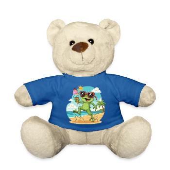 Frosch am Strand mit Eis - Teddy Bear - royal blue - Front