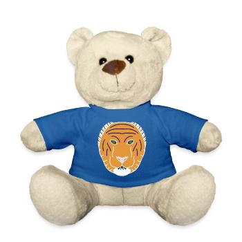 Orange Minimalist Tiger - Teddy Bear - royal blue - Front