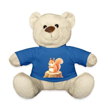Cute squirrel in spring forest with flowers - Teddy Bear - royal blue - Front
