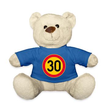 30th Birthday Speed Limit 30 Sign - Teddy Bear - royal blue - Front