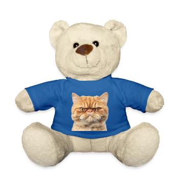 Grumpy Ginger Cat Studio Portrait - Teddy Bear - royal blue - Front