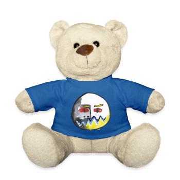Mask Two - pancake style for hey kids - Teddy Bear - royal blue - Front