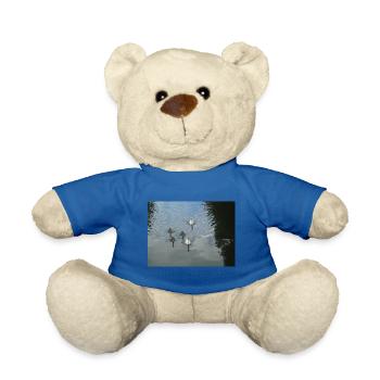 Schwanen Familie - Schwan im See Fotografie - Teddy - Königsblau - Vorne