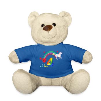 I'm 4 years old, unicorn 4th of jersey gift - Teddy Bear - royal blue - Front