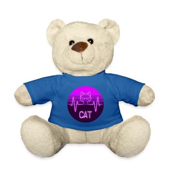 Purple neon cat - Teddy Bear - royal blue - Front