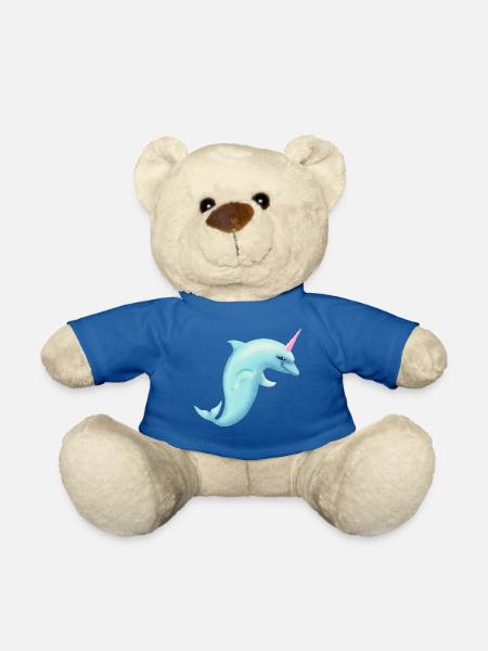 Unicorn Dolphin - Teddy Bear - royal blue