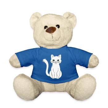 White Main Coon Cat Cat Outfit for - Teddy Bear - royal blue - Front