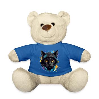 Katzenkopf Schwarze Katze Bombay Happy Cat Katzen - Teddy - Königsblau - Vorne