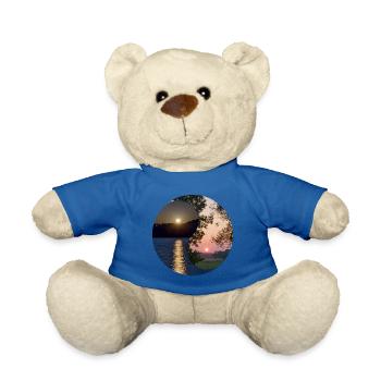 Yin et Yang de la lune et du lever du soleil - Nounours - bleu roi - Devant