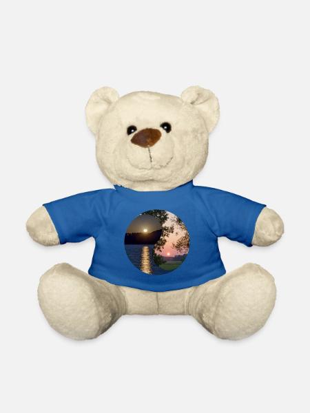 Yin et Yang de la lune et du lever du soleil - Nounours - bleu roi