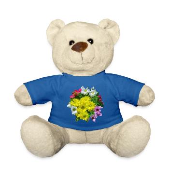 Flowers over flowers - Teddy Bear - royal blue - Front