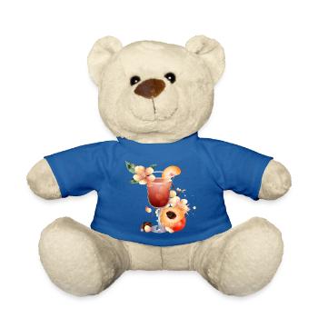 Cocktail with peach half and peach blossoms - Teddy Bear - royal blue - Front