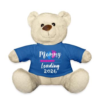 Mommy Loading 2026 Funny Baby Announcement - Teddy Bear - royal blue - Front