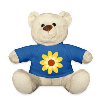 70s Flower Pattern Hippie Gift - Teddy Bear - royal blue - Front