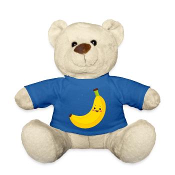 Banane Kawaii jaune – Art d’illustration de fruits sucrés - Nounours - bleu roi - Devant