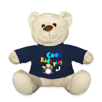 Cool Kids Play Drum Drumsticks Drummer - Teddy Bear - french navy - Front