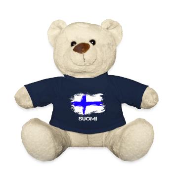 Drapeau Finlande Suomi - Nounours - bleu marine - Devant
