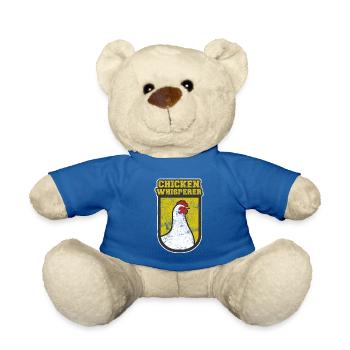 Chickens whispering funny rooster hen - Teddy Bear - royal blue - Front