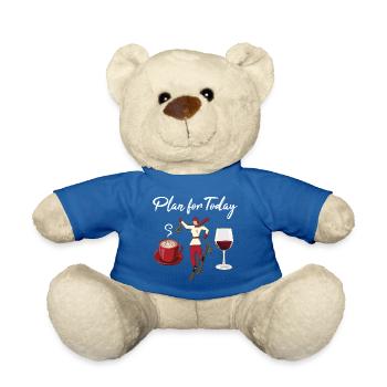 Lustige Ski, Kaffee und Wein, planen Sie für heute - Teddy - Königsblau - Vorne