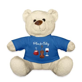 Planifiez pour aujourd’hui, violon, café et vin - Nounours - bleu roi - Devant