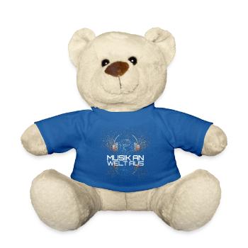 Music Sayings> Music on - World - Teddy Bear - royal blue - Front