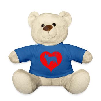 Bulldog français coeur rétro - Nounours - bleu roi - Devant
