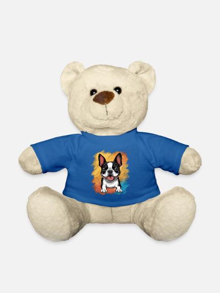 Süßer Cartoon Boston Terrier mit Sonnenbrille - Teddy - Königsblau