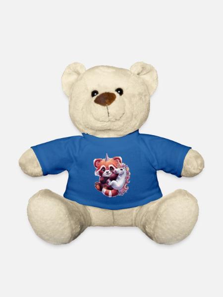 Süßer roter Kawaii Panda im Cartoon Look - Teddy - Königsblau