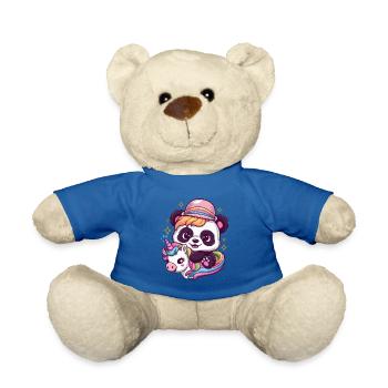 Mignon panda kawaii avec licorne - Nounours - bleu roi - Devant