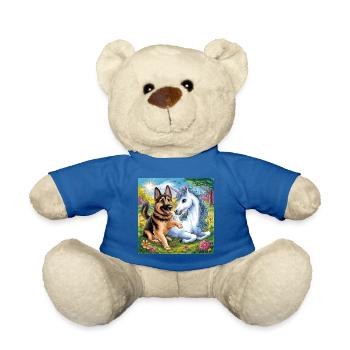 Cute German Shepherd with Unicorn - Teddy Bear - royal blue - Front