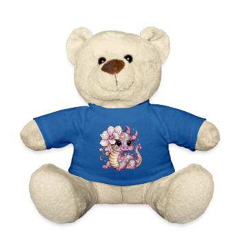 Cartoon Kawaii Drache mit schönen Orchideen - Teddy - Königsblau - Vorne
