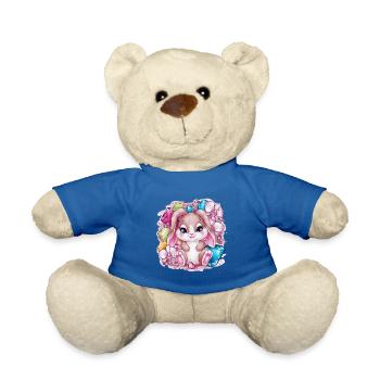 Cartoon Kawaii Hase mit Orchideen - Teddy - Königsblau - Vorne