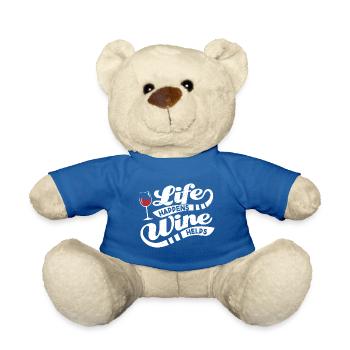 Life Happens Wein hilft Geschenk - Teddy - Königsblau - Vorne
